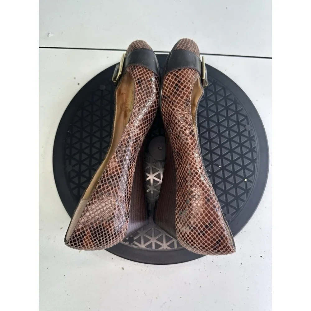 MK Michael Kors Wooden Wedge Python Heel Sz 7 M